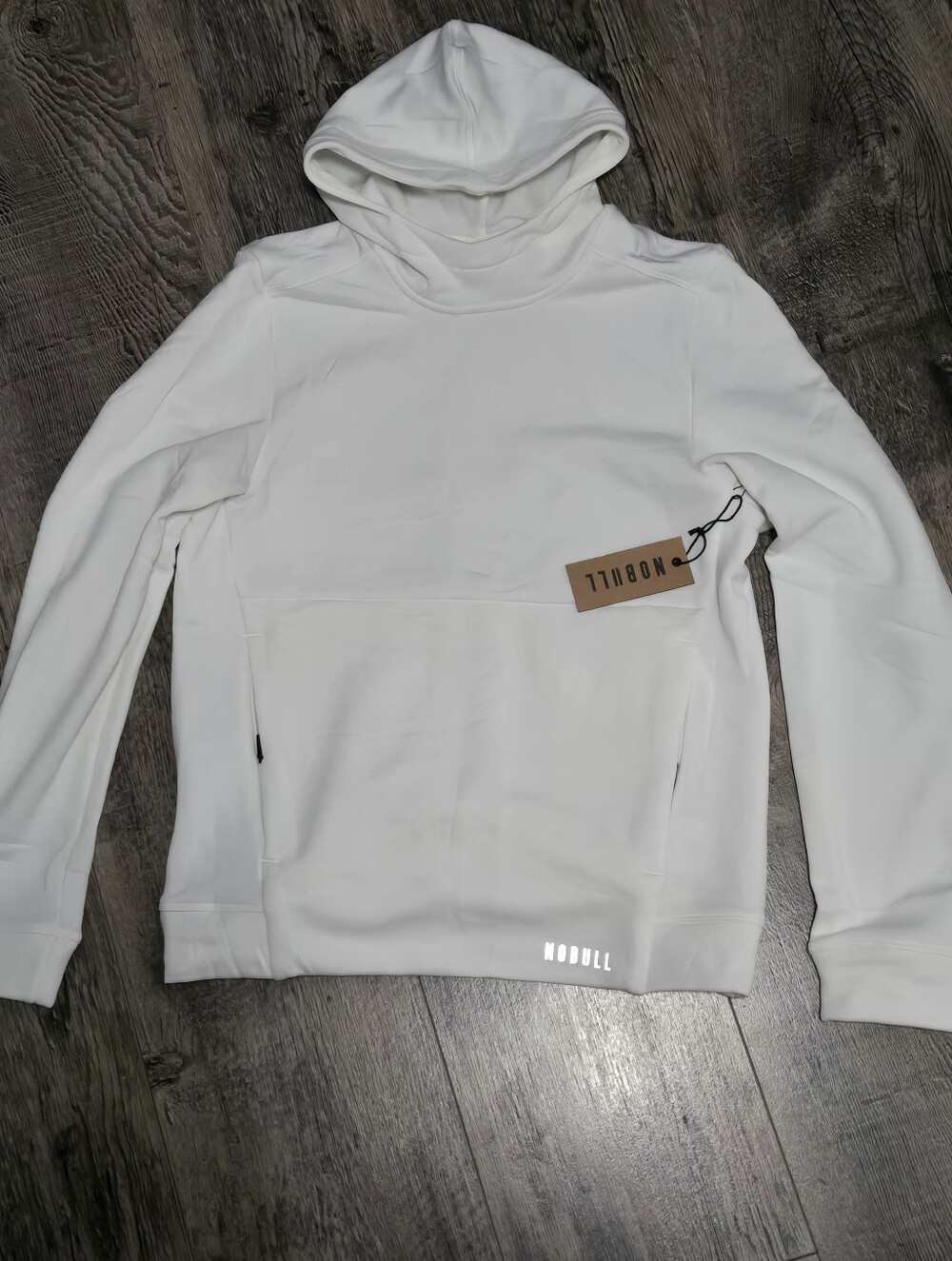 NOBULL Womens White Hooded Pullover Sweatshirt